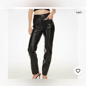 Aritzia Wilfred Vegan Leather Black High Waist Straight Leg Biker Pants Size 00